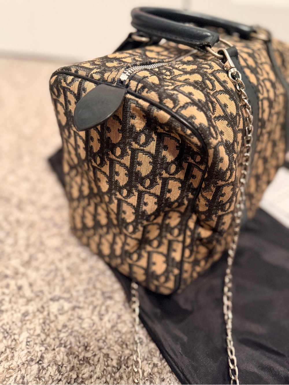 Auth DIOR Monogram Canvas Satchel with COA, unbranded chain & unbranded dustbag - Picture 2 of 12